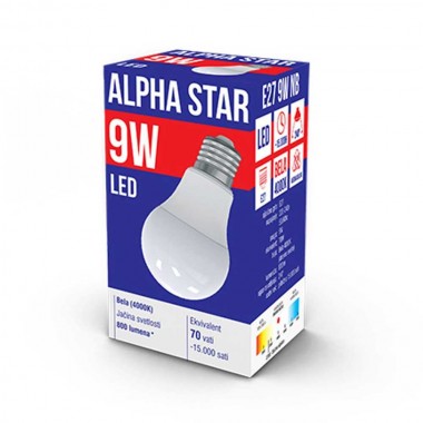 Alpha Star E27 9W NB Bela / 4000K/ 800Lm led sijalica