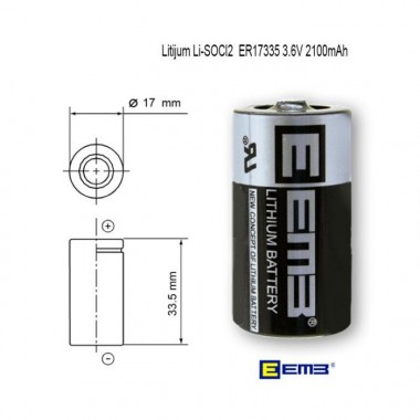 EEMB ER17335 3.6V 2100mAh  industrijska litijumska baterija