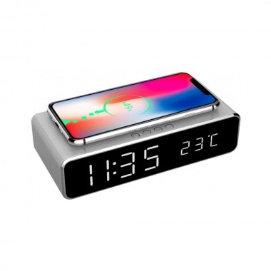 Gembird DAC-WPC-01-S digitalni sat + alarm sa bežičnim punjenjem telefona