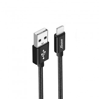 Xvawe USB kabl USB 2.0 (tip A) - LIGHTNING(iPHONE) 2m 3A crni upleteni