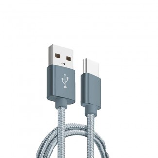 Xwave USB kabl Tip-A na TIP C-USB 2m/3A/Aluminijum/tamno sivi upleten