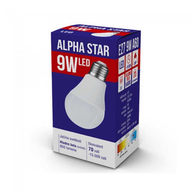 Alpha Star Led Sijalica/ E27/ 9W / 220V/ Hladno bela / 6400K/ 800Lm
