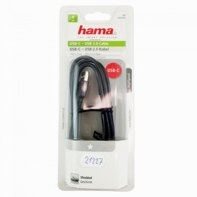 Hama 135722 USB Kabl USB-A muški na USB-C muški, 2.0, 1m