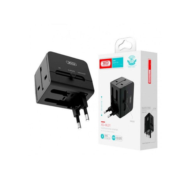 XO WL01 EU,UK,USA 6A AC univerzalni traveler punjač crni
