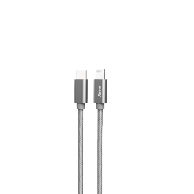 Xwave Kabl TIP-C-muski - LIGHTNING(za iPHONE -muski)/duzina 2m/3A/ Aluminium /tamno sivi upleteni